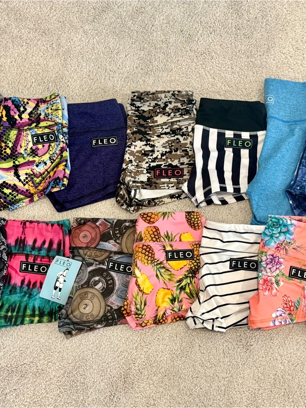 Fleo Women's Athletic Shorts Set - Mixed Bright Prints & Solids